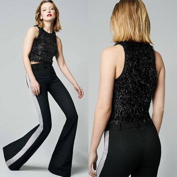 Smythe Tops - NWT Smythe Tinsel Sleeveless Crop Black Crewneck Blouse Top